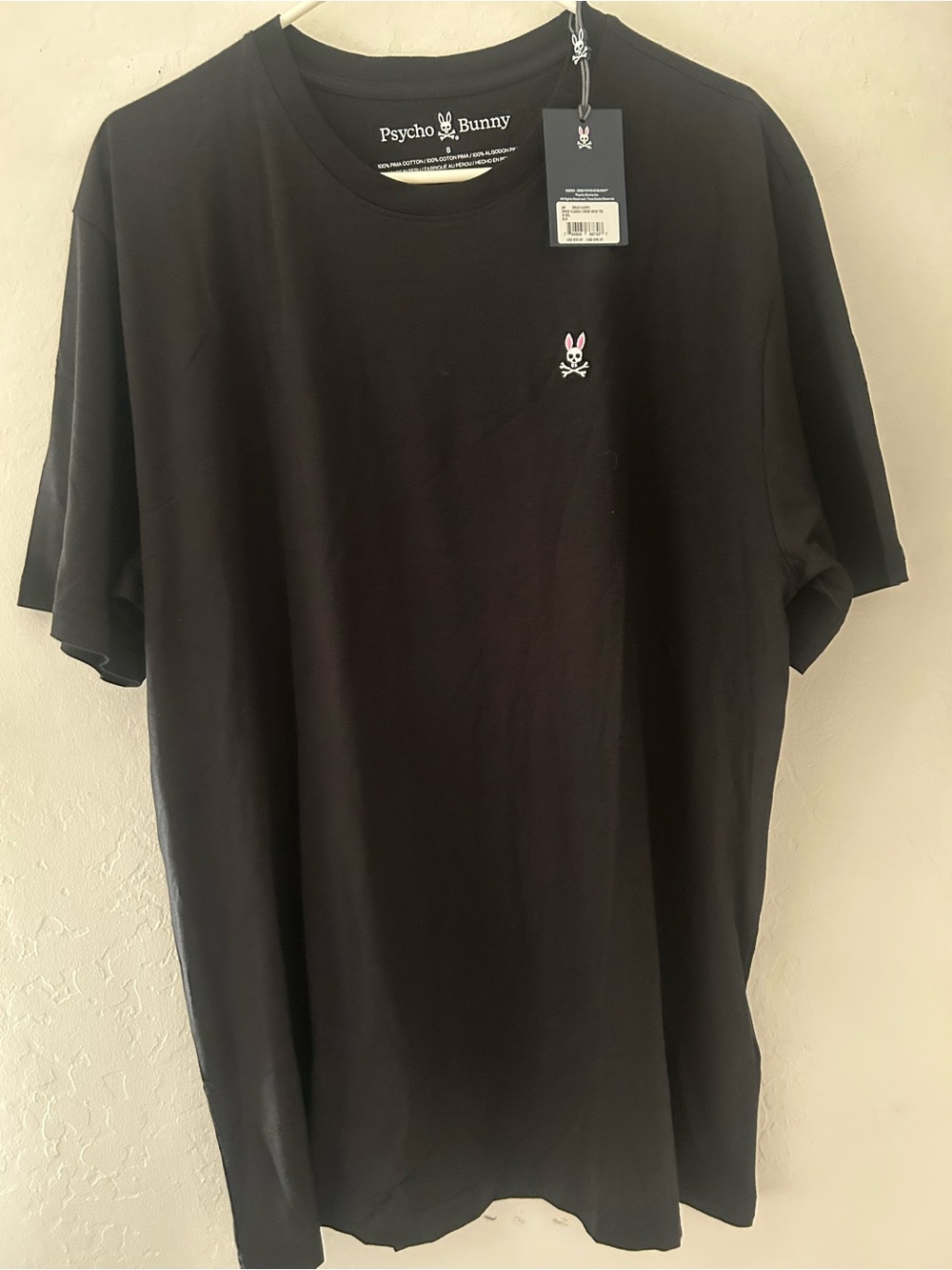 Psycho Bunny Black Short Sleeve Tee with Pink Bunny Logo